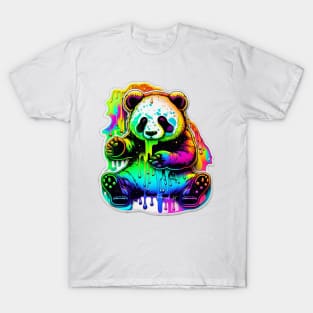 Colorful melting panda bear design #1 T-Shirt